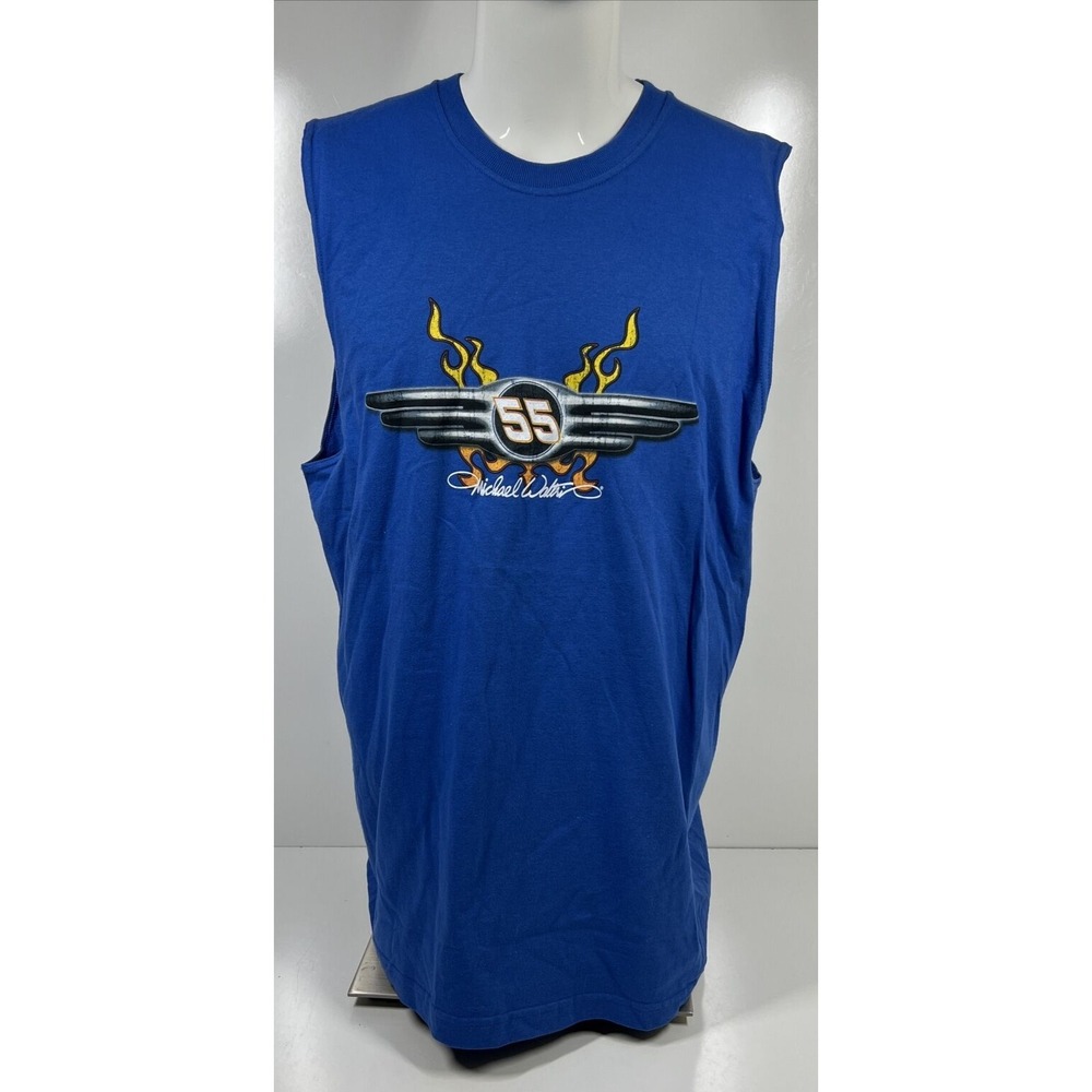 Alstyle 2006 NASCAR Michael Waltrip #55 Racing Blue Sleeveless Shirt Mens XL